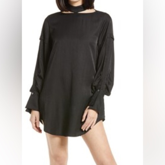 Amy Lynn Black Choker Mini Dress Balloon Sleeves Medium - Picture 15 of 15